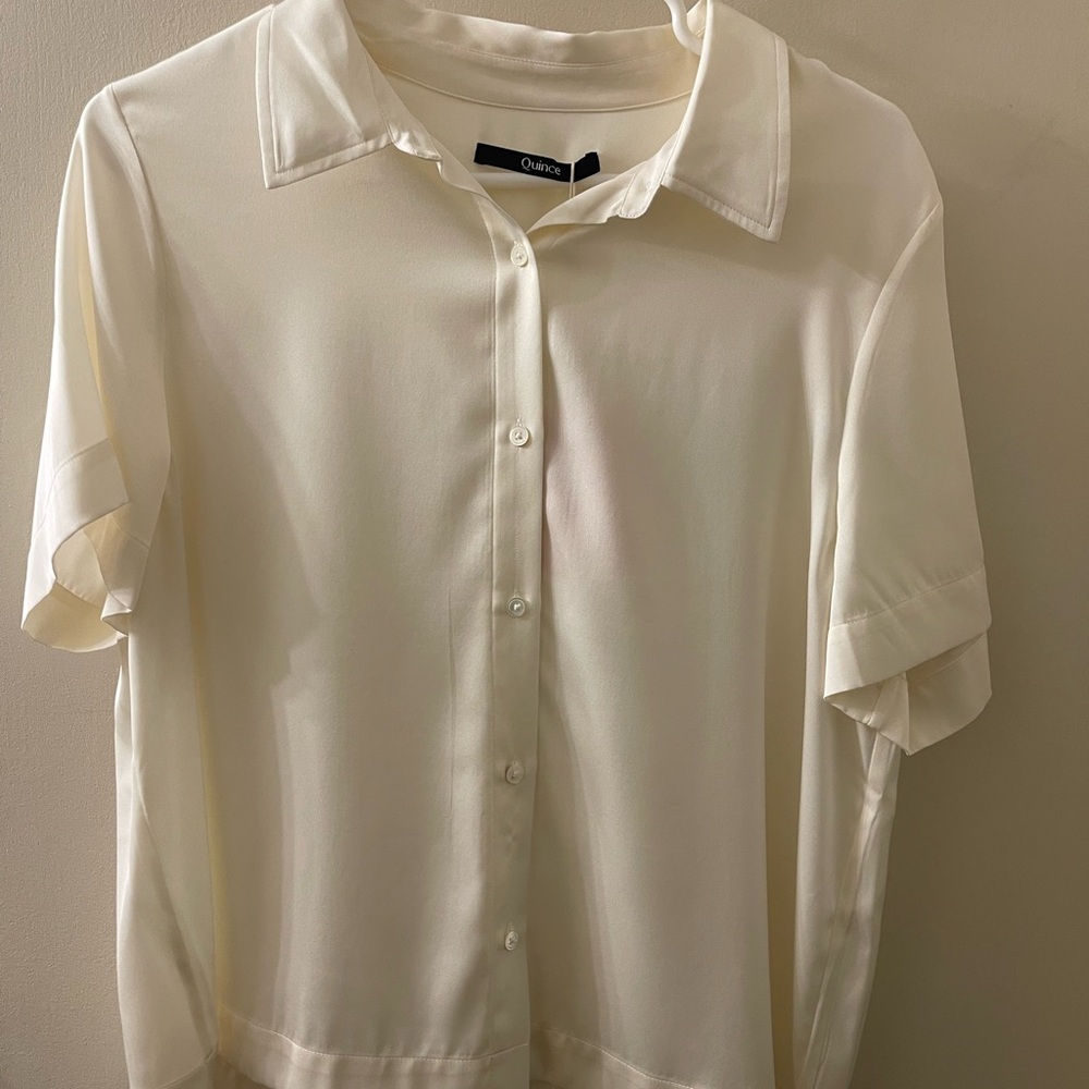 Quince Washable Stretch Silk Collar Blouse